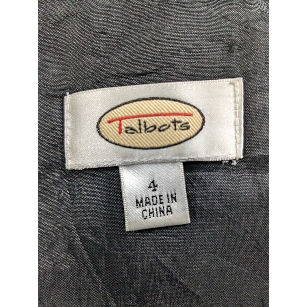 Talbots Dress Womens 4 Roses Boho Floral Black White Cotton Stretch Pockets - Picture 3 of 16